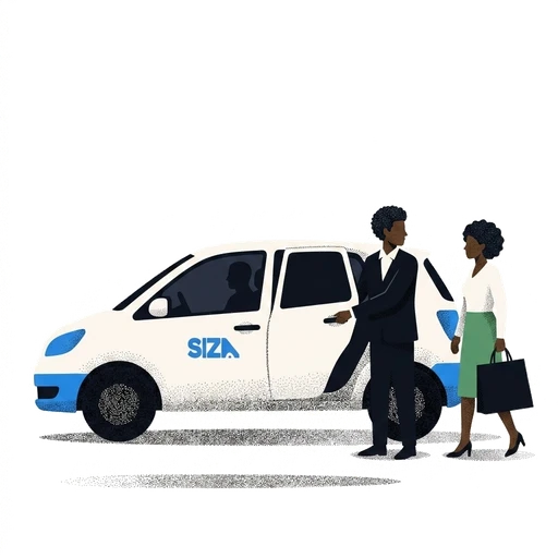 A driver beside their own car, phone in hand